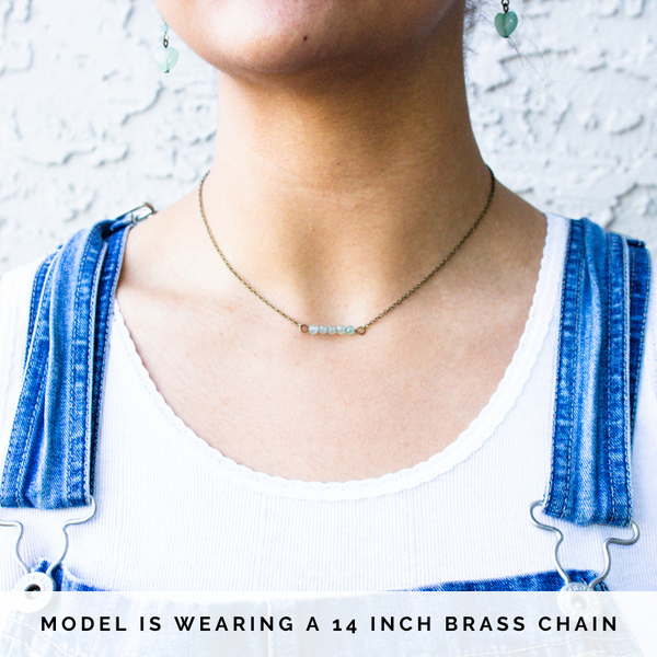 Dainty Green Aventurine Bar Necklace