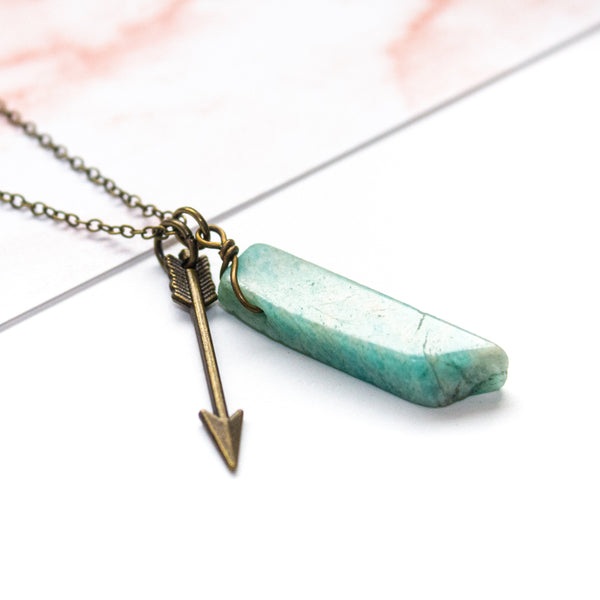 Amazonite Mini Slab and Arrow Necklace