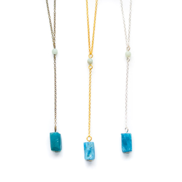 Amazonite and Apatite Y Necklace