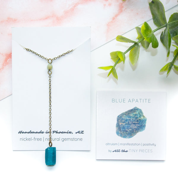 Amazonite and Apatite Y Necklace