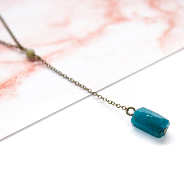 Amazonite and Apatite Y Necklace