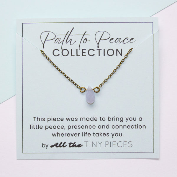 Tiny Blue Lace Agate Necklace on Display Card
