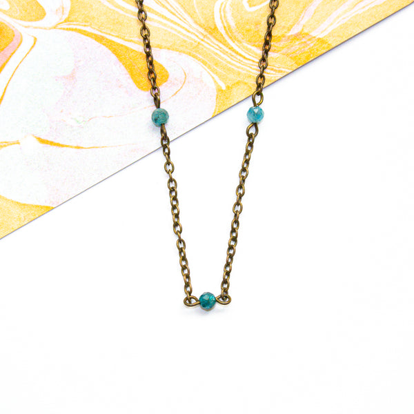 Dainty Beaded Blue Apatite Choker