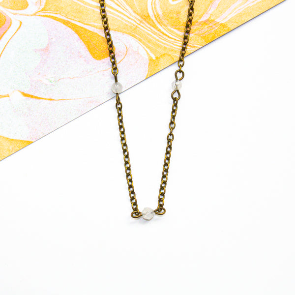 Dainty Beaded Rainbow Moonstone Choker