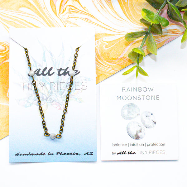 Dainty Beaded Rainbow Moonstone Choker