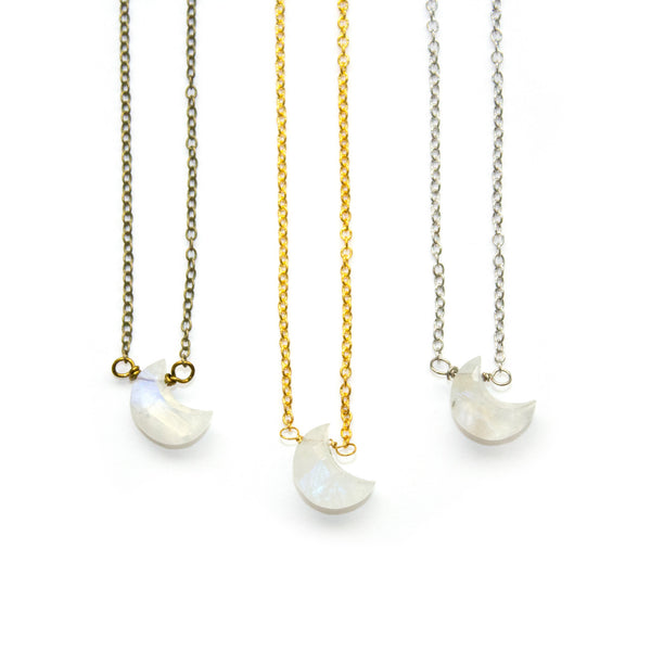 Dainty Rainbow Moonstone Necklace - Moon