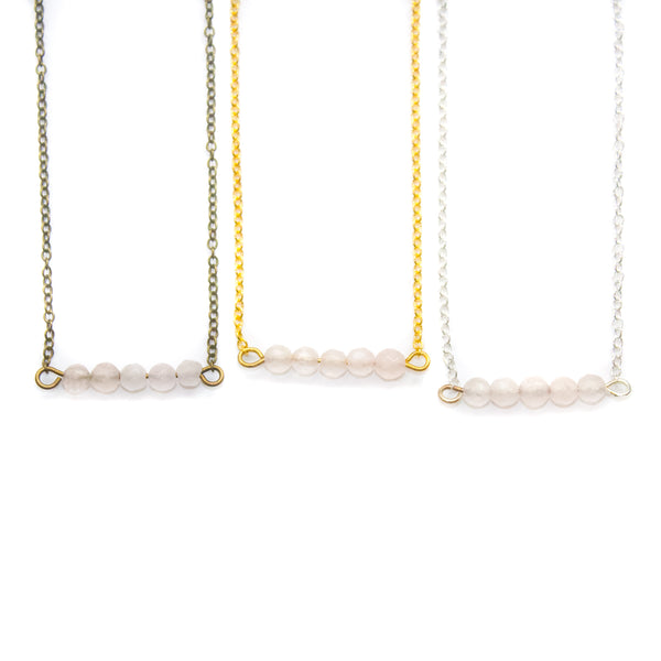 Dainty Rose Quartz Bar Bracelet