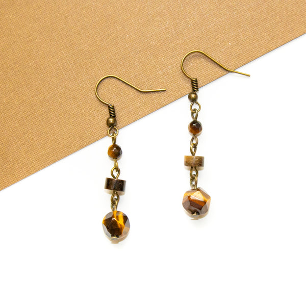 Dainty Tiger's Eye Drop Earrings