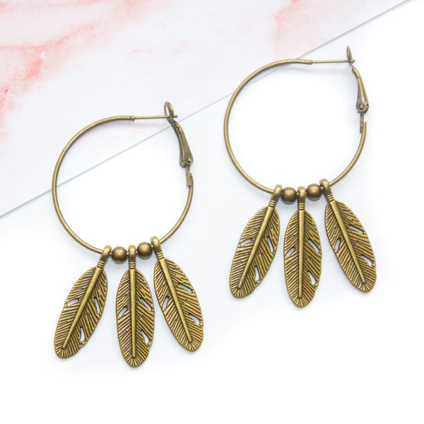 Feather Hoop Earrings