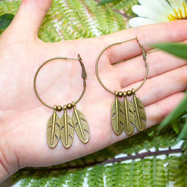 Feather Hoop Earrings