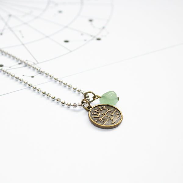 Libra & Green Aventurine Charm Necklace
