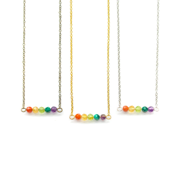 Dainty Rainbow Bar Necklace