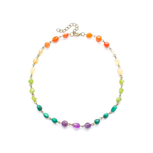 Rainbow Pebble Beaded Choker