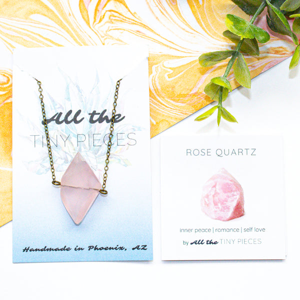 Rose Quartz Diamond Necklace