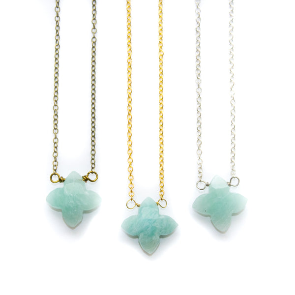 Dainty Amazonite Necklace - Flower