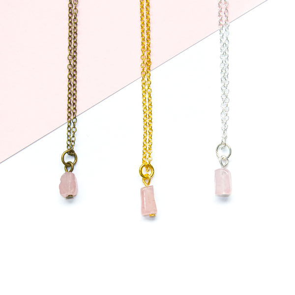 Tiny Rose Quartz Necklace