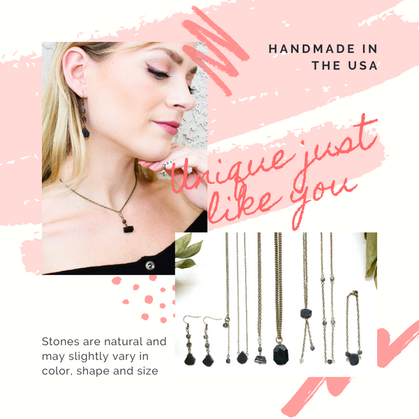 Black Tourmaline Raw Drop Necklace
