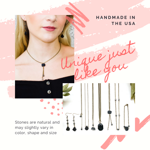 Black Tourmaline Double Drop Necklace