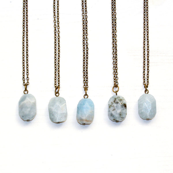Aquamarine Gemstone Necklace - Natural Gemstone Jewelry