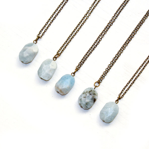 Aquamarine Gemstone Necklace - Natural Gemstone Jewelry