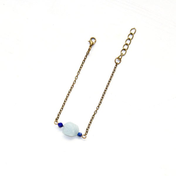 Aquamarine Raw Crystal Bracelet - Natural Gemstone Jewelry