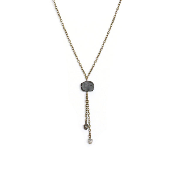 Black Tourmaline Double Drop Necklace