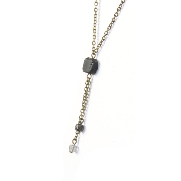 Black Tourmaline Double Drop Necklace