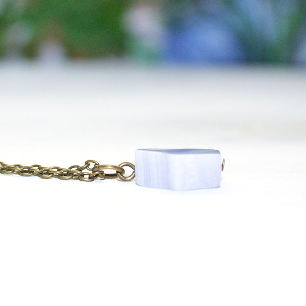 Blue Lace Agate Octagon Necklace - Coastal Collection