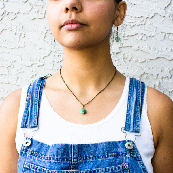 Chrysoprase Teardrop Necklace Model