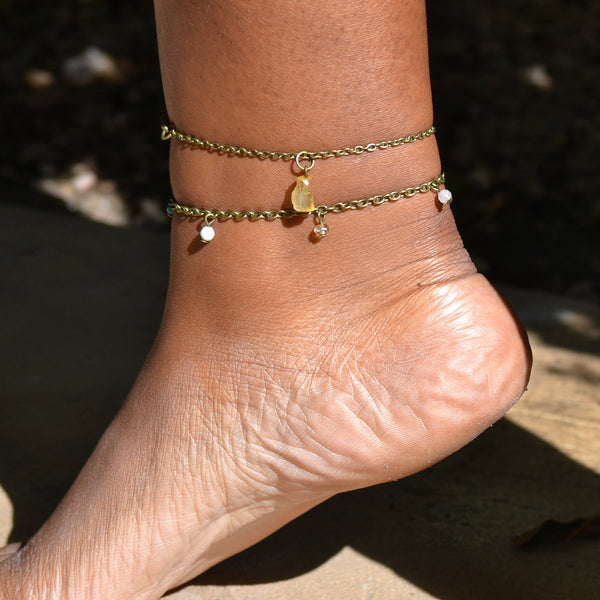Citrine Anklet - Raw Crystal Jewelry