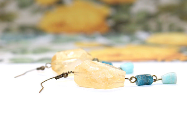 Citrine Drop Earrings - Natural Gemstone Jewelry