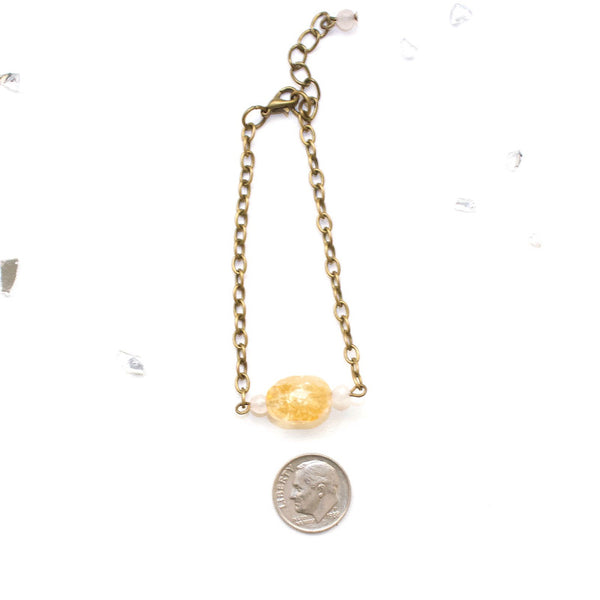 Citrine and Rose Quartz Bracelet - Natural Gemstone Jewelry