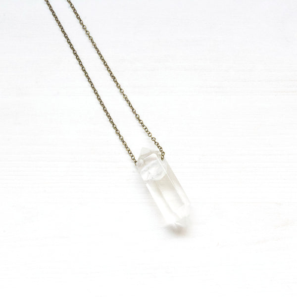 Crystal Quartz Double Point Necklace - Natural Gemstone Jewelry