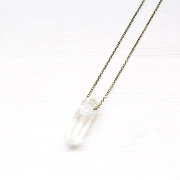 Crystal Quartz Double Point Necklace - Natural Gemstone Jewelry