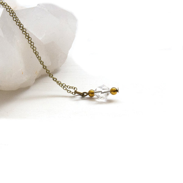Crystal Quartz Drop Necklace - Natural Gemstone Jewelry