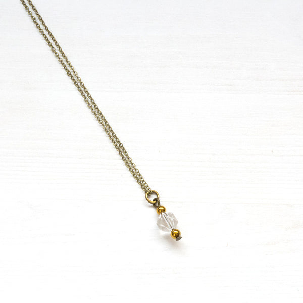 Crystal Quartz Drop Necklace - Natural Gemstone Jewelry