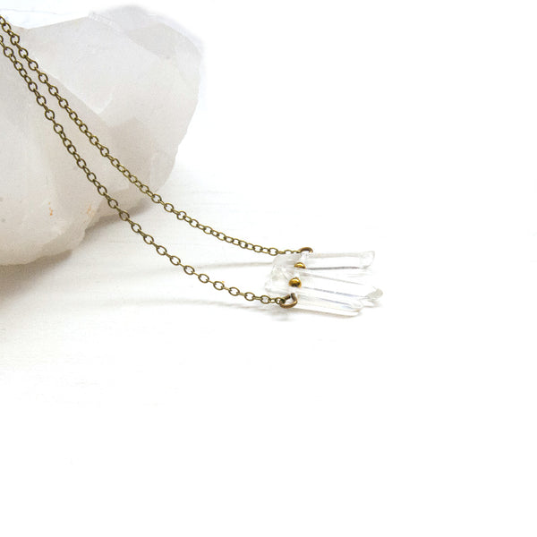 Crystal Quartz Tri-Point Choker - Natural Gemstone Jewelry