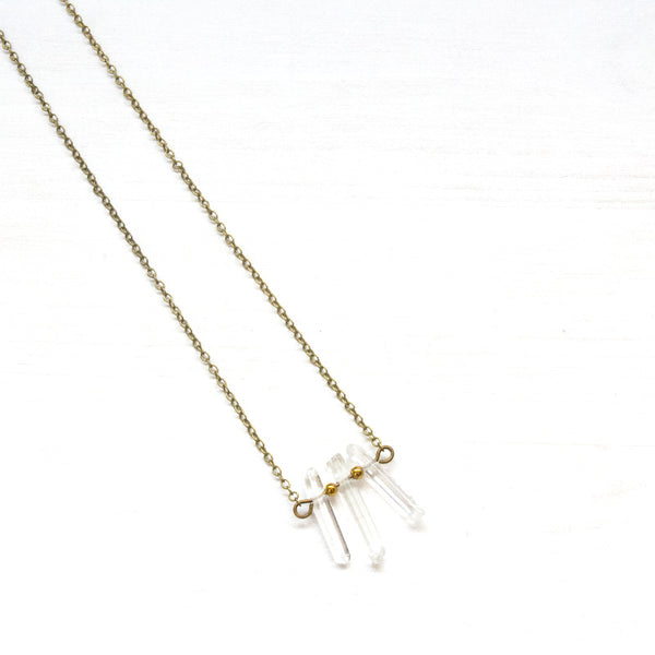 Crystal Quartz Tri-Point Choker - Natural Gemstone Jewelry