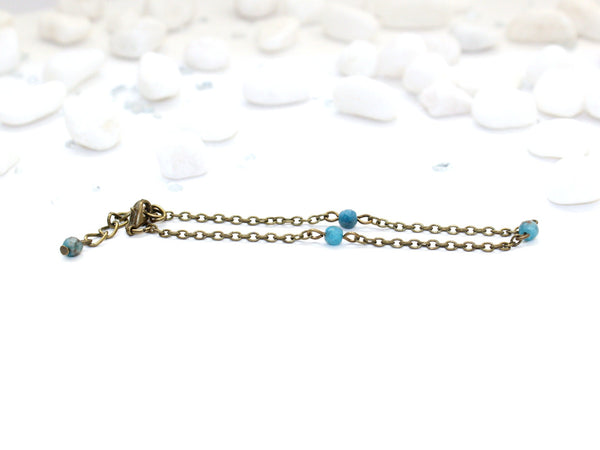 Dainty Beaded Apatite Anklet - Raw Crystal Jewelry