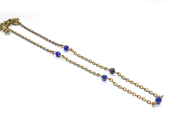 Dainty Beaded Lapis Lazuli Choker - Natural Gemstone Jewelry