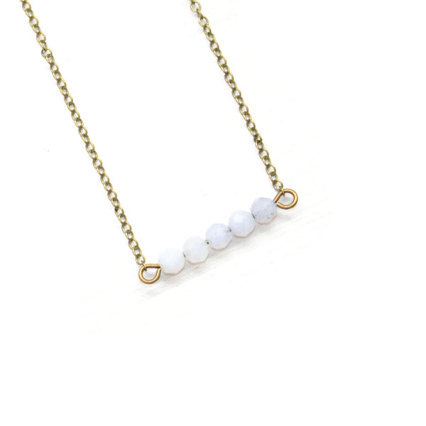 Dainty Blue Lace Agate Bar Bracelet - Coastal Collection