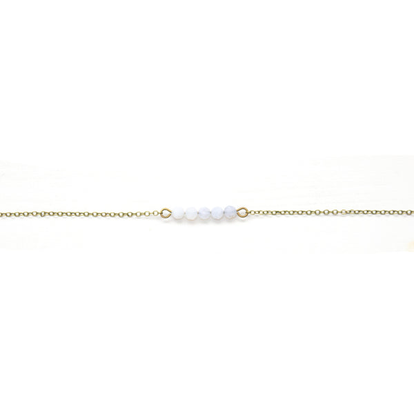 Dainty Blue Lace Agate Bar Bracelet - Coastal Collection