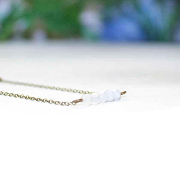 Dainty Blue Lace Agate Bar Necklace - Coastal Collection
