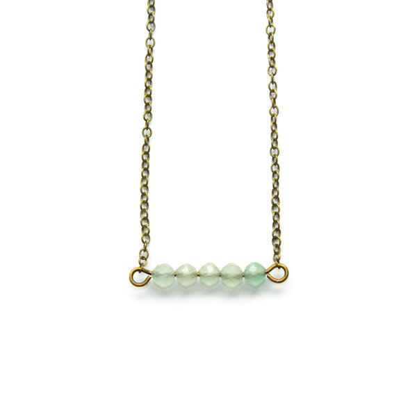 Dainty Green Aventurine Bar Necklace