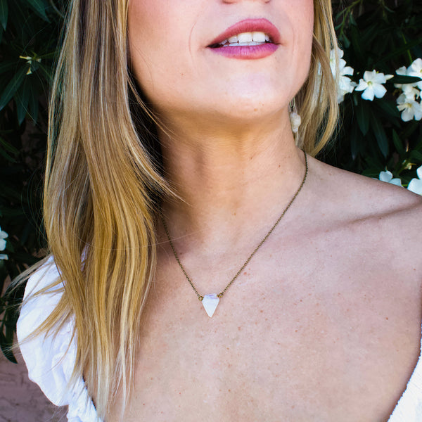 Dainty Rainbow Moonstone Necklace - Diamond