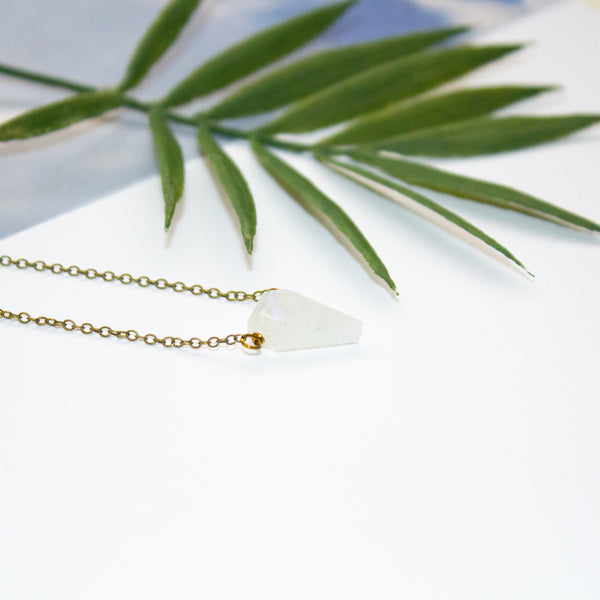 Dainty Rainbow Moonstone Necklace - Diamond