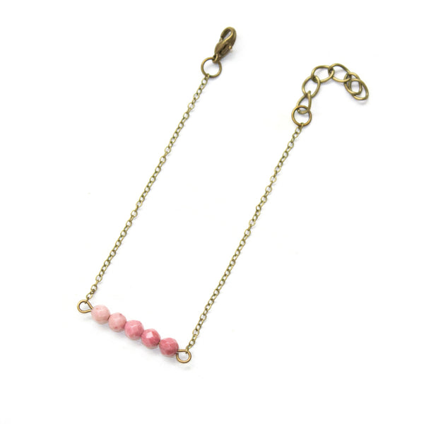 Dainty Rhodochrosite Bar Bracelet - Coastal Collection