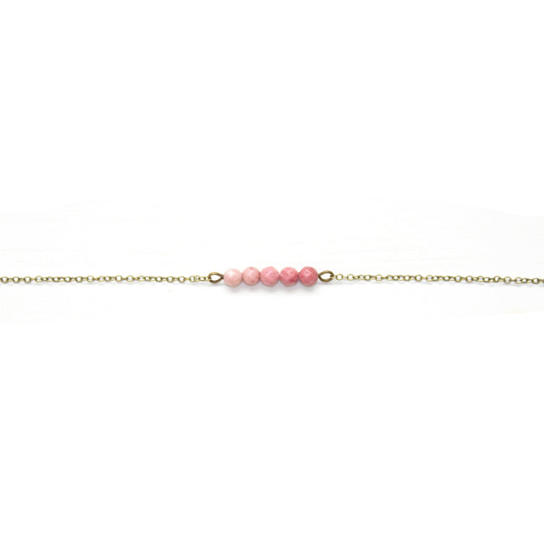 Dainty Rhodochrosite Bar Bracelet - Coastal Collection