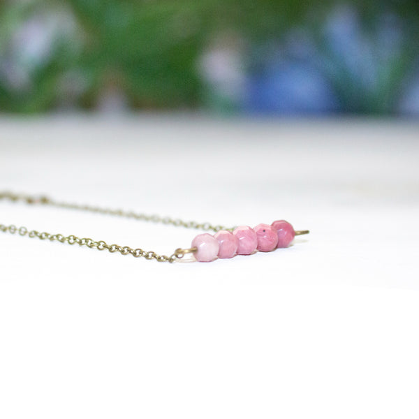 Dainty Rhodochrosite Bar Bracelet - Coastal Collection