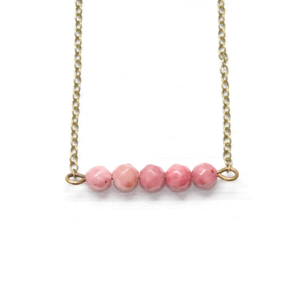 Dainty Rhodochrosite Bar Necklace - Coastal Collection